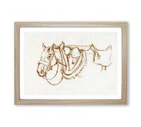 Rigged Horse by Jean Bernard Framed Print | A2 Oak Framed Wall Art | Ready to Hang | Modern Animal Picture | Living Room Bedroom Lounge Office