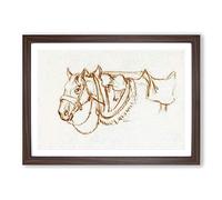 Rigged Horse by Jean Bernard Framed Print | A2 Walnut Framed Wall Art | Ready to Hang | Modern Animal Picture | Living Room Bedroom Lounge Office