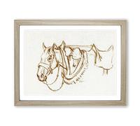 Rigged Horse By Jean Bernard Vintage Framed Print | A3 Oak Framed Wall Art | Ready to Hang | Classic Animal Picture | Living Room Bedroom Lounge Office