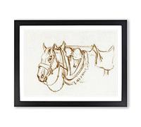 Rigged Horse By Jean Bernard Vintage Framed Print | A4 Black Framed Wall Art | Ready to Hang | Classic Animal Picture | Living Room Bedroom Lounge Office