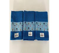 Riggs 100% Cotton 3 Pack Beach Huts Design Kitchen Hand Tea Towels in Blue