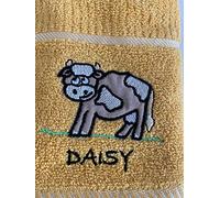 Riggs 100% Cotton 3 Pack Daisy The Cow Design Kitchen Hand Tea Towels in Mustard Yellow