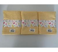 Riggs 100% Cotton 3 Pack Dancing Butterfly Design Kitchen Hand Tea Towels in Lemon, Cream