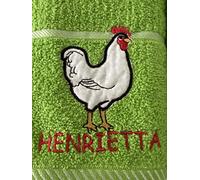 Riggs 100% Cotton 3 Pack Henrietta The Hen Design Kitchen Hand Tea Towels in Lime GreenL8