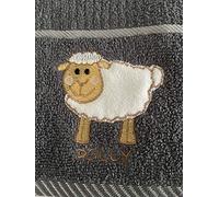 Riggs 100% Cotton 3 Pack Polly The Sheep Design Kitchen Hand Tea Towels in Grey