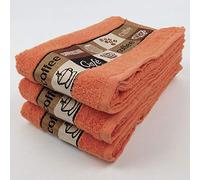 Riggs 3 PACK Luxury Kitchen Hand Tea Towel, Cafe Cafe Coffee Cups (Coral)