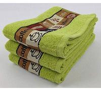 Riggs 3 PACK Luxury Kitchen Hand Tea Towel, Cafe Cafe Coffee Cups (Lime Green)
