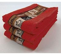 Riggs 3 PACK Luxury Kitchen Hand Tea Towel, Cafe Cafe Coffee Cups (Red)