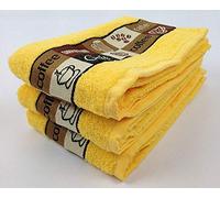 Riggs 3 PACK Luxury Kitchen Hand Tea Towel, Cafe Cafe Coffee Cups (Yellow)