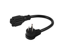 Right Angle 15 Amp to 20 Amp Plug Adapter Cable UL Listed 14AWG (1Foot) NEMA 5-15P to 5-15/20R (Comb 20Amp T Blade) 15 Amp Household Plug to 20 Amp T-Blade AC Power Cable
