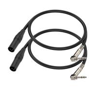 Right Angle 6.35mm TS to XLR Male(1.5FT - 2Pack) Right Angle 1/4" TRS to XLR 3Pin Male,for Speakers, Stage, DJ and More