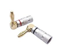 Right Angle Banana Plugs for Speaker Wire 90 Degree Audio Screw Banana Gold Plated Speaker Wire Jack Connector(8 Pieces,Lantern Type)