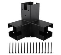 Right Angle Corner Bracket With Pergola Post Base For Elevated For Wood Beam Structures With Complete Installation Hardware Set(3T)