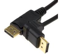 kenable Right Angle DisplayPort v1.2 Plug to Straight Plug Cable 4K 2m