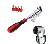 Right Angle Drill Adapter 105 Degree Extension Bit with Rotary Handle and 4Pcs Bits for Electric Drills in Hard to Reach Places