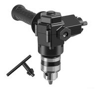 Right Angle Drill Adapter for Corner Drilling - 90° Three-Jaw Chuck Bend Extension Tool with 2/3/4/5/6/8mm Bit Compatibility, Steel Construction, Compact(B)