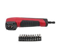 Right Angle Drill Adapter, Hex Interface Electric Screwdriver Corner Attachment with Magnetic Bit Set, 6.35mm Hex Shank for Most Power Tools, Includes 10pcs Bits for Various Repair (Red)