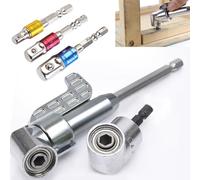 Right Angle Drill Attachment, 90 Degree Drill Adaptor and 105 Degree Right Angle Bit Adapter and 3 Pcs Socket Adaptor(1/4, 3/8, 1/2 inch) for Tight Corner Workspace