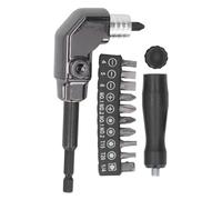 Right Angle Drive Attachment Aluminum Alloy 6.35mm Hex Interface 90° Corner Electric Screwdriver for Tight Spaces Maintenance and Installation with ABS Handle and 10 Screwdriver