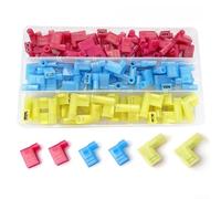 Right-Angle Fork Crimp Connector Terminal for Electrical Wiring Projects - Nylon Insulated, Flag-Shaped Female Terminal, Compatible with 22-16 AWG to 12-10 AWG Wires, 60/100/110/120/150-Pack(100pc)