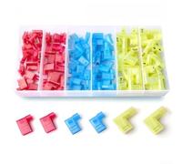 Right-Angle Fork Crimp Connector Terminal for Electrical Wiring Projects - Nylon Insulated, Flag-Shaped Female Terminal, Compatible with 22-16 AWG to 12-10 AWG Wires, 60/100/110/120/150-Pack(110pcs)