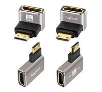 Right Angle HDMI to Mini HDMI Adapter 4 Pack, Multi-Type 90 Degree HDMI (Female) to Mini HDMI (Male) L-Shaped Extender Converter Connector Support 8K@60Hz, 4K@120Hz for Camera, Monitor, Raspberry Pi
