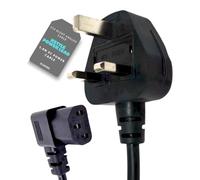 Right Angle Kettle Lead 1.8m - C13 Power IEC Cable - 3 Pin PC Power Cable - 13A Fused Lead Black - Compatible With Samsung TV Computer, Monitor, PS4 Pro, Xbox, PC - By Electoys