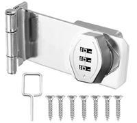 Right Angle Password Hasp Locks Rotary Keyless Hasp Latch Lock Door Bolt | 90 Degree 4 Inch Black Zinc Alloy 3-Digit Combination Cabinet Door Hasp Lock Latch Packlock Clasp for Shed Garage Garden Barn