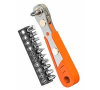 Right Angle Phillips Magnetic Screwdriver, 1/4” PH2 Mini Ratchet Wrench 1/4 Inch Drive High Torque Offset Reversible Mini Ratcheting Offset Screwdriver with Screwdriver Bits Set