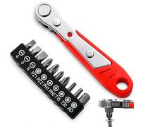 Right Angle Phillips Magnetic Screwdriver for Awkward Space, Mini Ratchet Wrench Set, Mini 1/4” PH2 Ratchet Wrench with 10 Bits, Offset Driver with Flexible Handle, 90 Degree Ratcheting Short Driver
