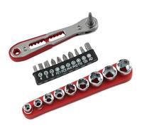 Right Angle Ratchet Screwdriver, 20-Piece Set, Magnetic Bit Holder for Auto | 36-tooth bidirectional, hardened Cr-V steel, slim 4.4" profile, for electronics/furniture/home workshops.