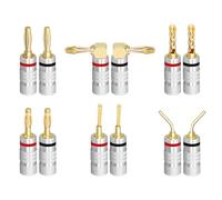 Right Angle Speaker Banana Plugs 2/6 Pieces 24k Gold Plated 4mm Banana Audio Speaker Connector(6 Pieces,Lantern Type)