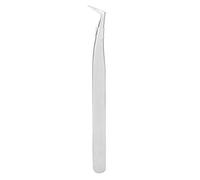 Right Angle Stainless Steel Eyelash Extension Tweezers Professional Grafting Picking Tool for Lash Artists Nail Salons Silver 17cm