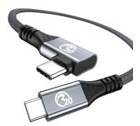 Right Angle USB C 3.2 Gen 2x2 Cable 1ft, 20Gbps USBC to USBC Data Cable, 4K Type-C Monitor Cord, Short USB-C 90 Degree Cord, 240W PD Charging for iPhone 16 15 Pro, MacBook iPad, Galaxy S25/S24