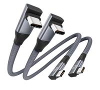 Right Angle USB C Cable Short 30CM 2Pack, 20Gbps USBC to USBC 3.2 Cable | Dual 90 Degree USB C Data Transfer Cable, 240W 5K/4K@60Hz Video Display for Monitor, iPhone 17 16, MacBook, iPad, Galaxy S26