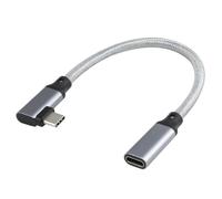 Right Angle USB C Extension Cable 0.2m, USB3.2 Gen2 20Gbps Fast Charge Data Transfer Cable, 4K@60Hz HD Video Display Lead for iPhone 16 15, Galaxy, Mac, iPad, Switch and more Type C Devices