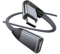 Right Angle USB C Extension Cable 1.8m, 100W USB C Extender, 90 Degree L Shape USBC 3.2 10Gbps Male to Female Fast Charge Cord, 4K@60Hz Video Display Lead for iPhone 16/15, MacBook, Galaxy S25 S24