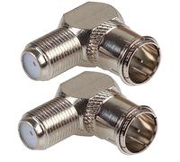 Right Angled F Type Plug to Quick fit F Type Socket Adaptor - Pack of 2 Inbrackets