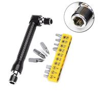 Right-Angled Offset Spanner Wrench Set with 10 Hex Bits - Iron and Construction for Mechanics, Automotive & DIY Repair