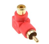 Right Angled RCA Phono Adapter Red Audio Plug to Socket Gold Plated