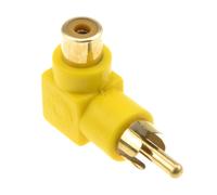 kenable Right Angled RCA Phono Adapter Yellow Video Plug to Socket Gold Plated