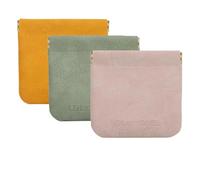 RIGHT AWAY 3 PCS Small Makeup Bag for Purse,Mini Cosmetic Bags PU Leather Pocket for Women,Waterproof Coin Purse Lipstick Makeup Pouch, Orange+Green+Pink