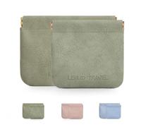 RIGHT AWAY 3 PCS Small Makeup Bag for Purse,Mini Cosmetic Bags PU Leather Pocket for Women,Waterproof Coin Purse Lipstick Makeup Pouch, 01-2psc Green