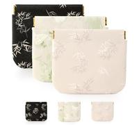 RIGHT AWAY 3 PCS Small Makeup Bag for Purse,Mini Cosmetic Bags PU Leather Pocket for Women,Waterproof Coin Purse Lipstick Makeup Pouch, 02-3pcs(Black+White+Green)