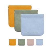 RIGHT AWAY 3 PCS Small Makeup Bag for Purse,Mini Cosmetic Bags PU Leather Pocket for Women,Waterproof Coin Purse Lipstick Makeup Pouch, Orange+Green+Blue