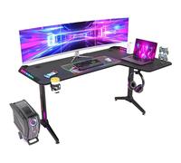 (Right) Computer Gaming Desk RGB LED: L Shape Corner Desk