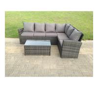 (right corner sofa +oblong table, with covers) high back rattan corner sofa set outdoor furniture