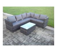 (right corner sofa+rectangular table, without rain covers) L shape corner rattan sofa garden furniture chair