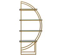 Right Half Moon Shelf Unit, Modern Retro Gold Shelf Unit, Four Sleek Glass Shelves, Art Deco Gold Shelves Premier Housewares Gold One Size