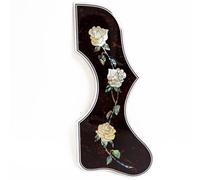 Right Hand Acoustic Guitar Pickguard for Gibson J-200 SJ-200, 3 Flower Real Abalone Inlay, 2MM Self-Adhesive Scratch Plate, Universal Fit